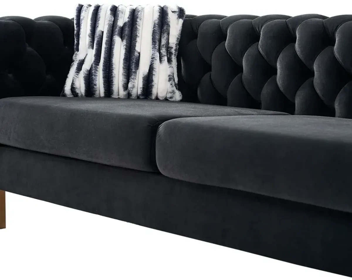 Chesterfield - Modern Tufted Velvet Living Room Sofa, 84.25''W Couch