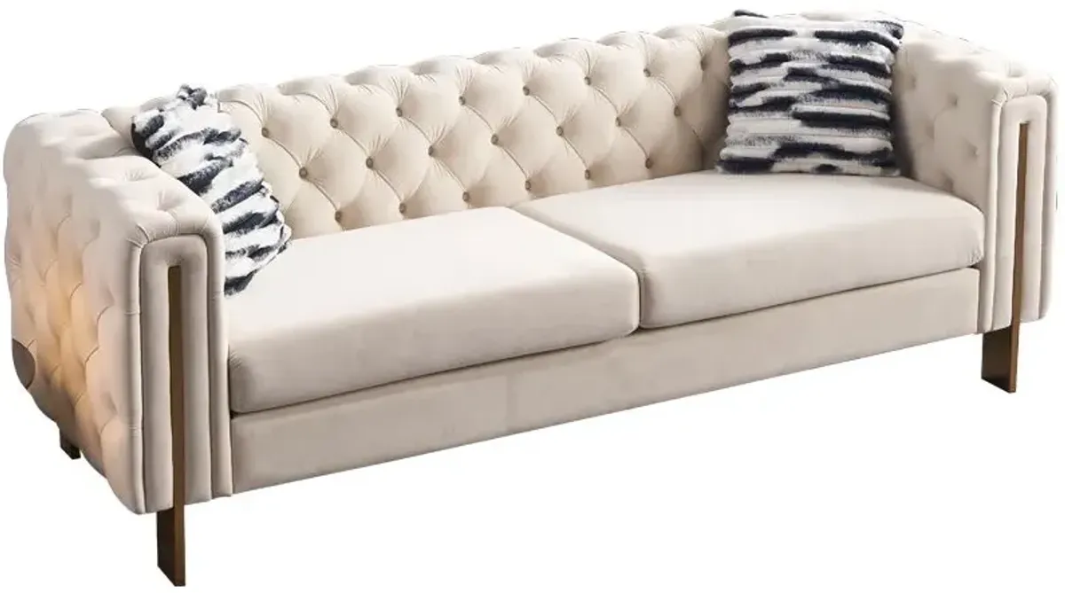 Chesterfield - Modern Tufted Velvet Living Room Sofa, 84.25''W Couch