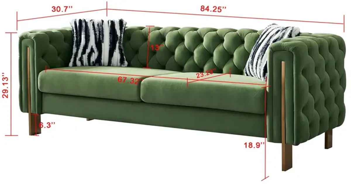 Chesterfield - Modern Tufted Velvet Living Room Sofa, 84.25''W Couch