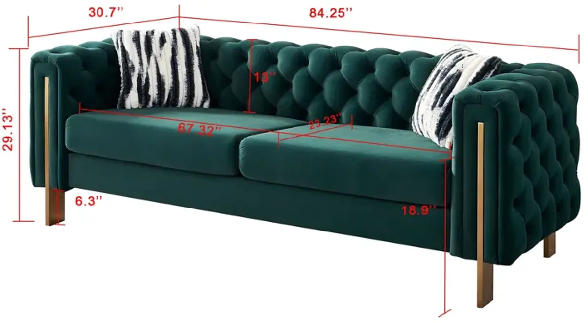 Chesterfield - Modern Tufted Velvet Living Room Sofa, 84.25''W Couch