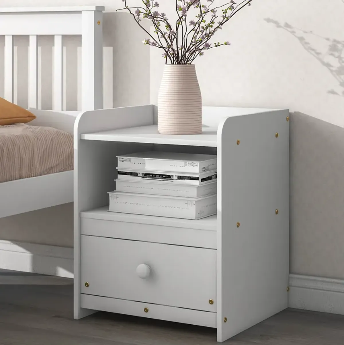 Bed With Headboard And Footboard For Kids, Teens, Adults, With A Nightstand