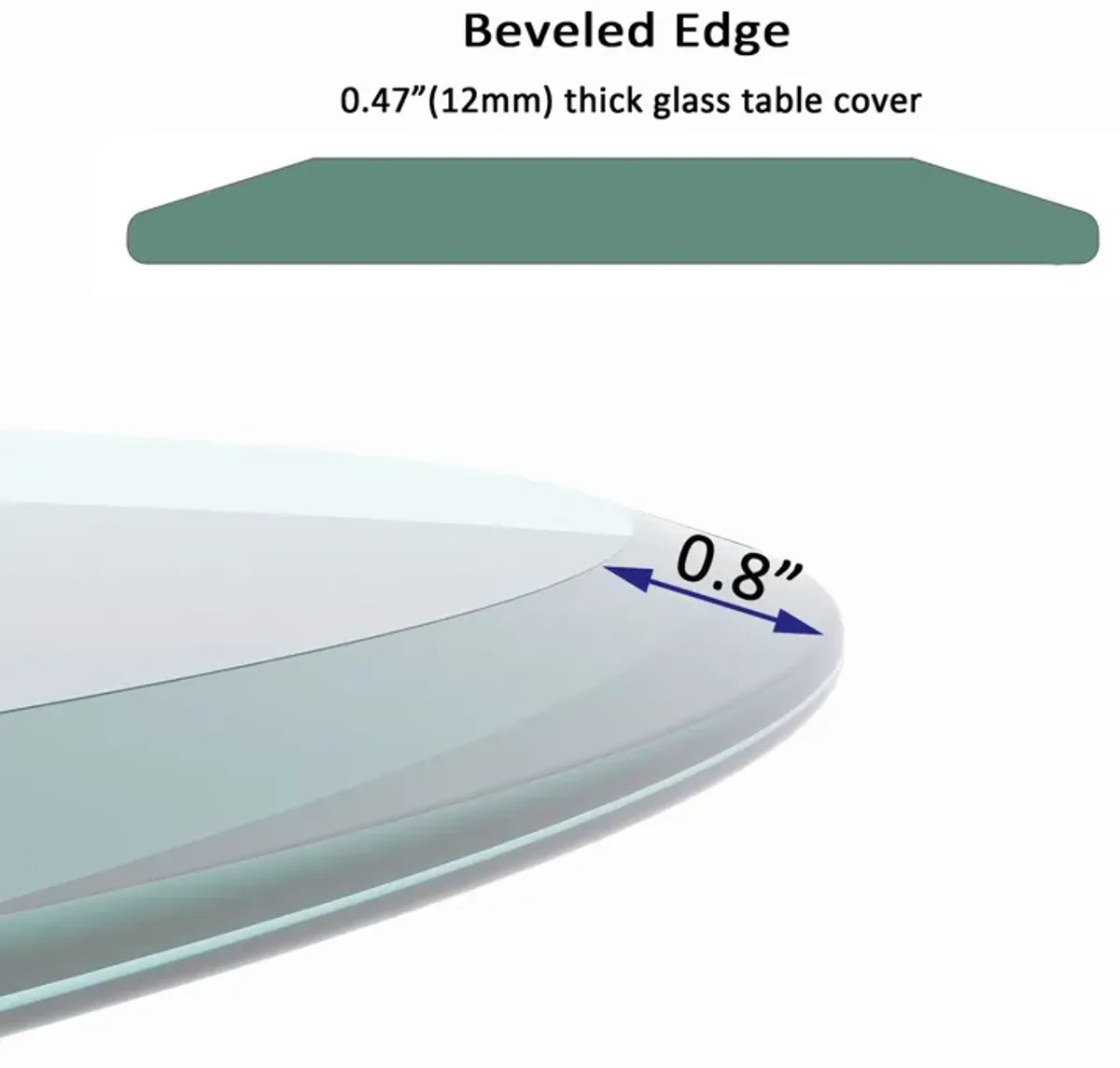 Round Tempered Glass Table Top Glass Thick Beveled Polished Edge