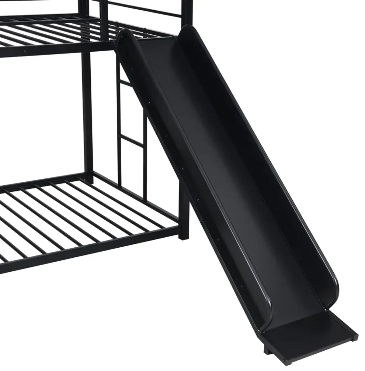 Twin Over Twin Metal Bunk Bed With Slide And Steps