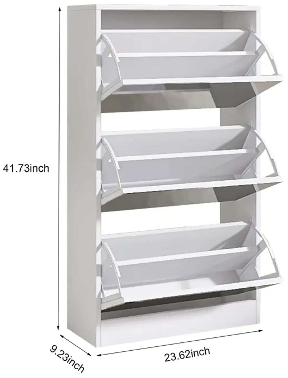 Narrow Shoe Storage Cabinet With Mirror, Wood Slim Shoe Rack 3 Tier Shoe Organizer For Home And Apartment - White