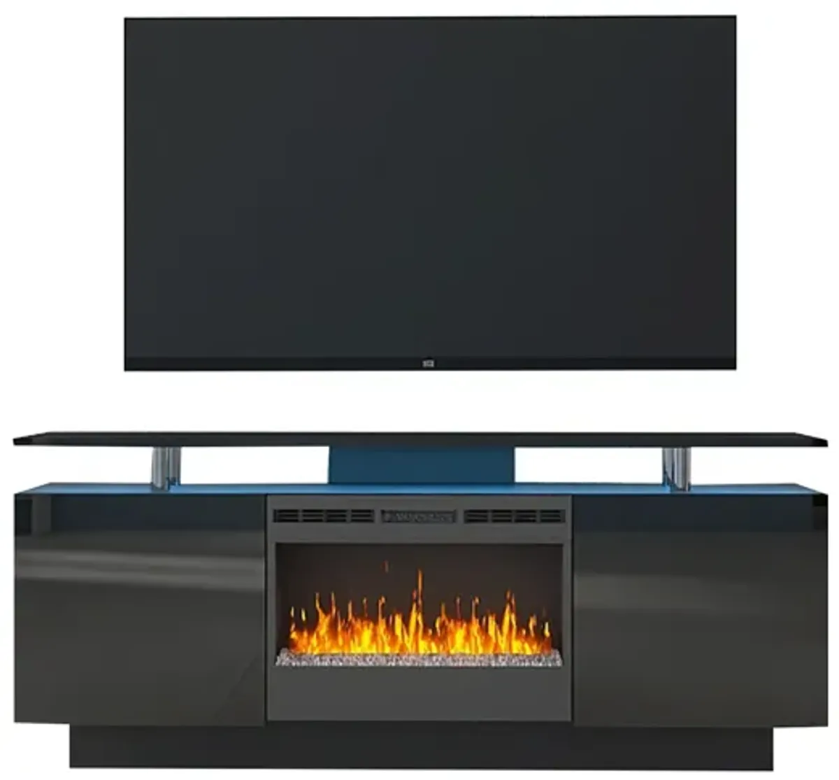 Large TV Cabinet With Fireplace Can Heating Change Color 9 Models 8 Levels Have LED Light - Black