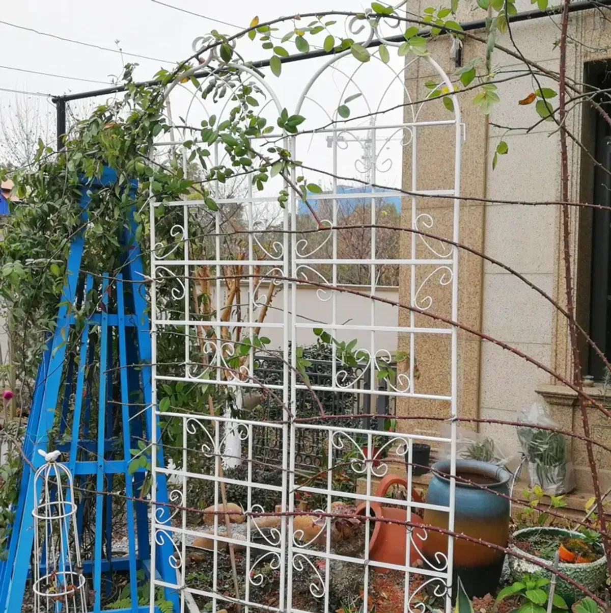 Metal Garden Rustproof Trellis For Climbing Plants Outdoor Flower Support