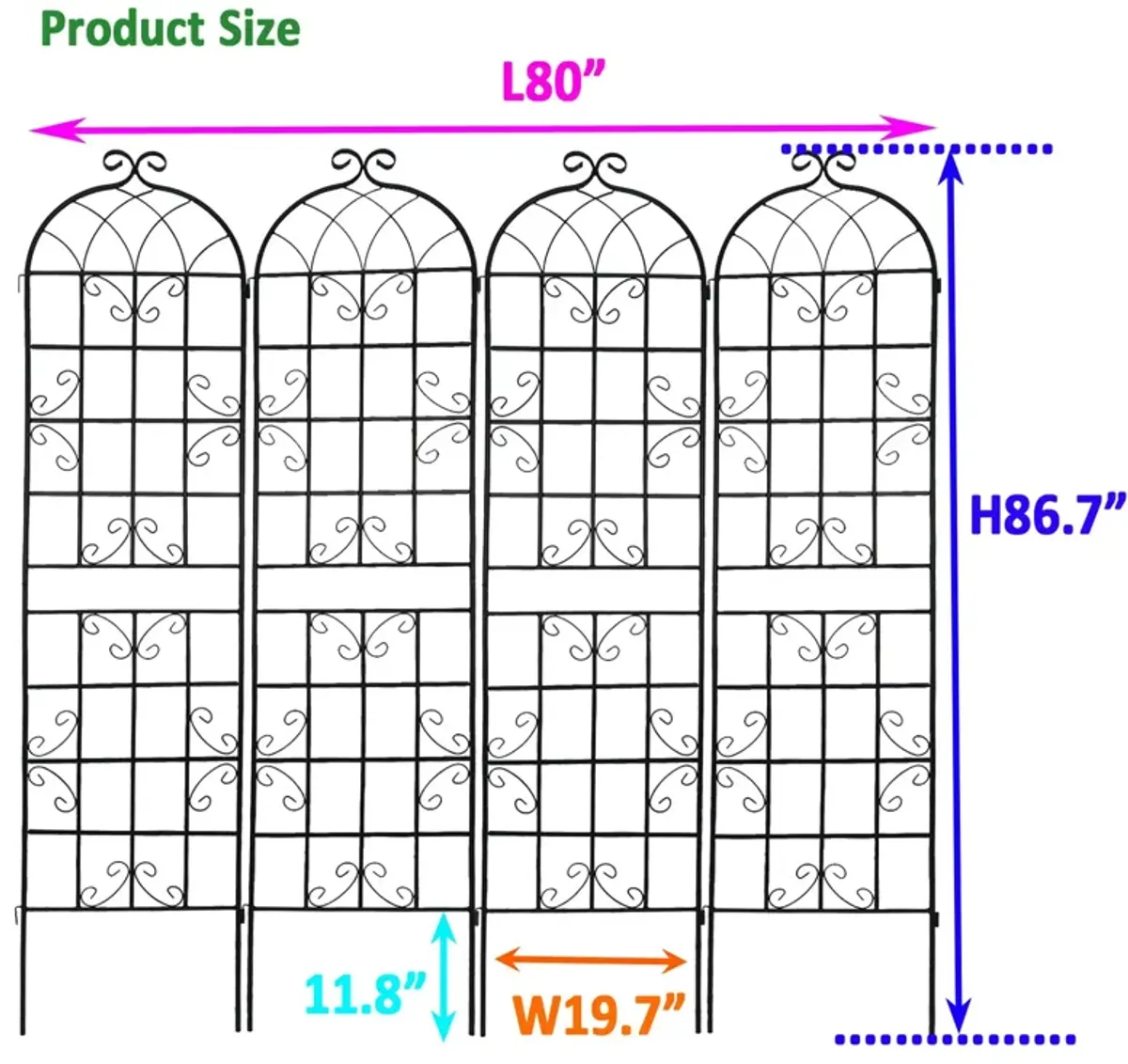 Metal Garden Rustproof Trellis For Climbing Plants Outdoor Flower Support