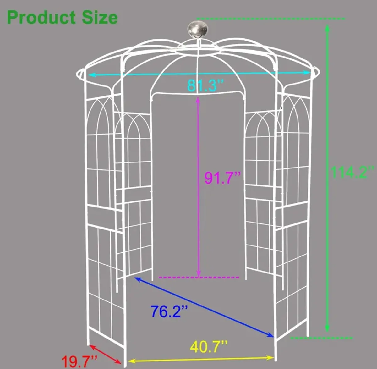 Metal Garden Arch Iron Garden Arbors Gazebo Dia High Birdcage Shape Pergola Pavilion For Wedding Ceremony