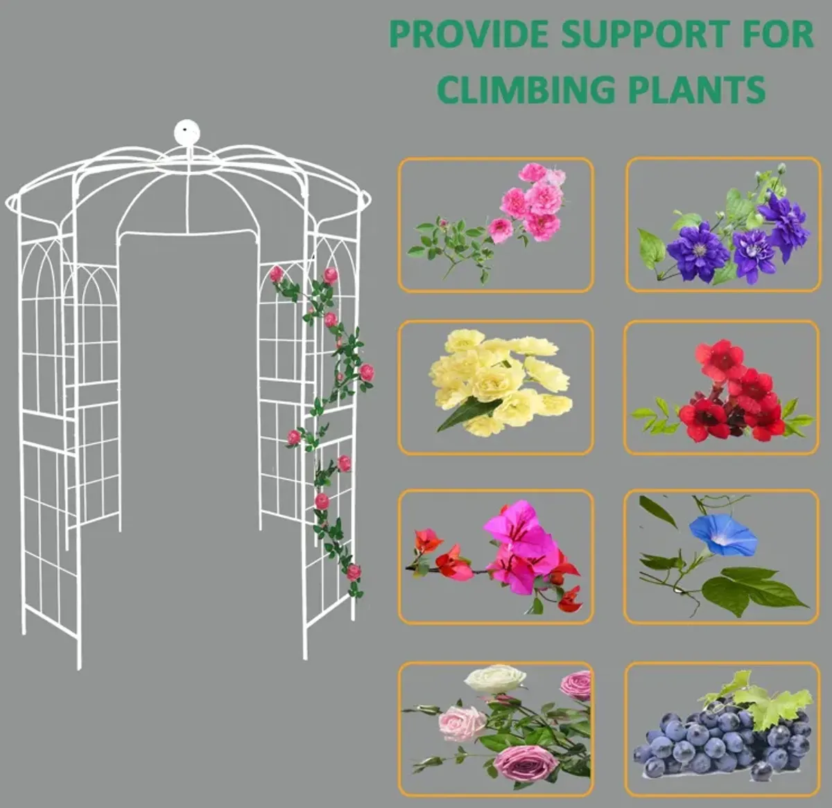 Metal Garden Arch Iron Garden Arbors Gazebo Dia High Birdcage Shape Pergola Pavilion For Wedding Ceremony