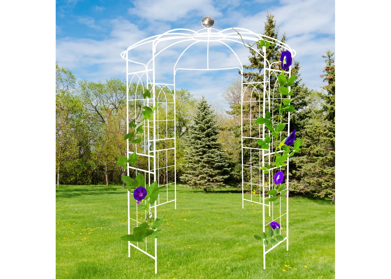 Metal Garden Arch Iron Garden Arbors Gazebo Dia High Birdcage Shape Pergola Pavilion For Wedding Ceremony