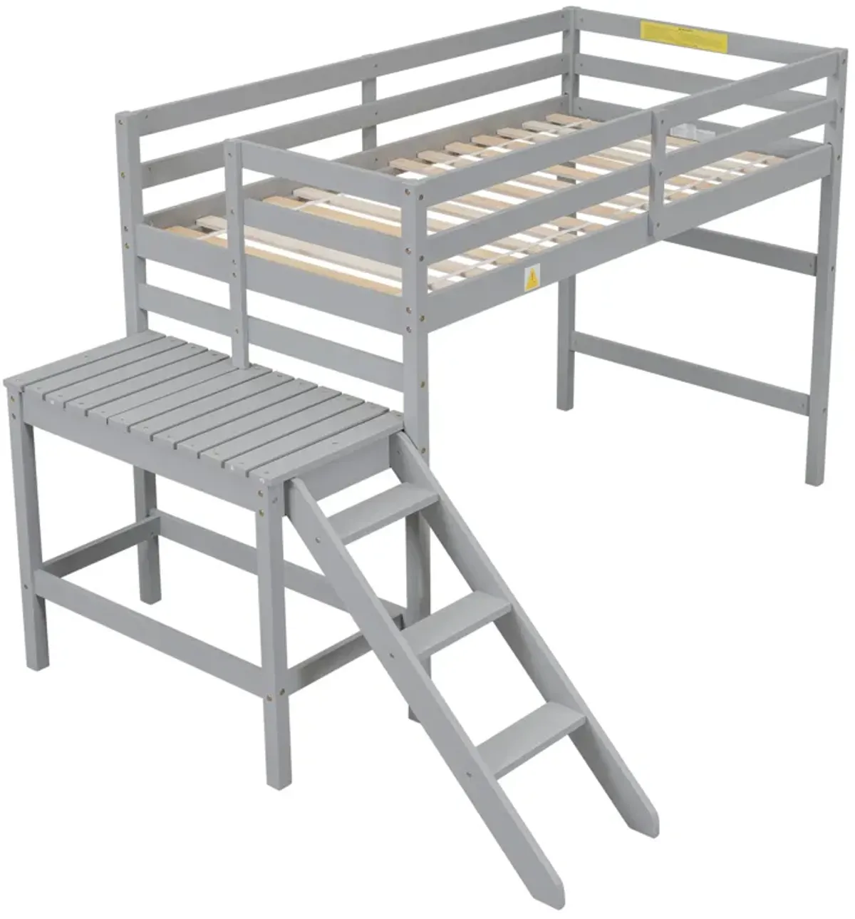 Twin Loft Bed With Platform, Ladder