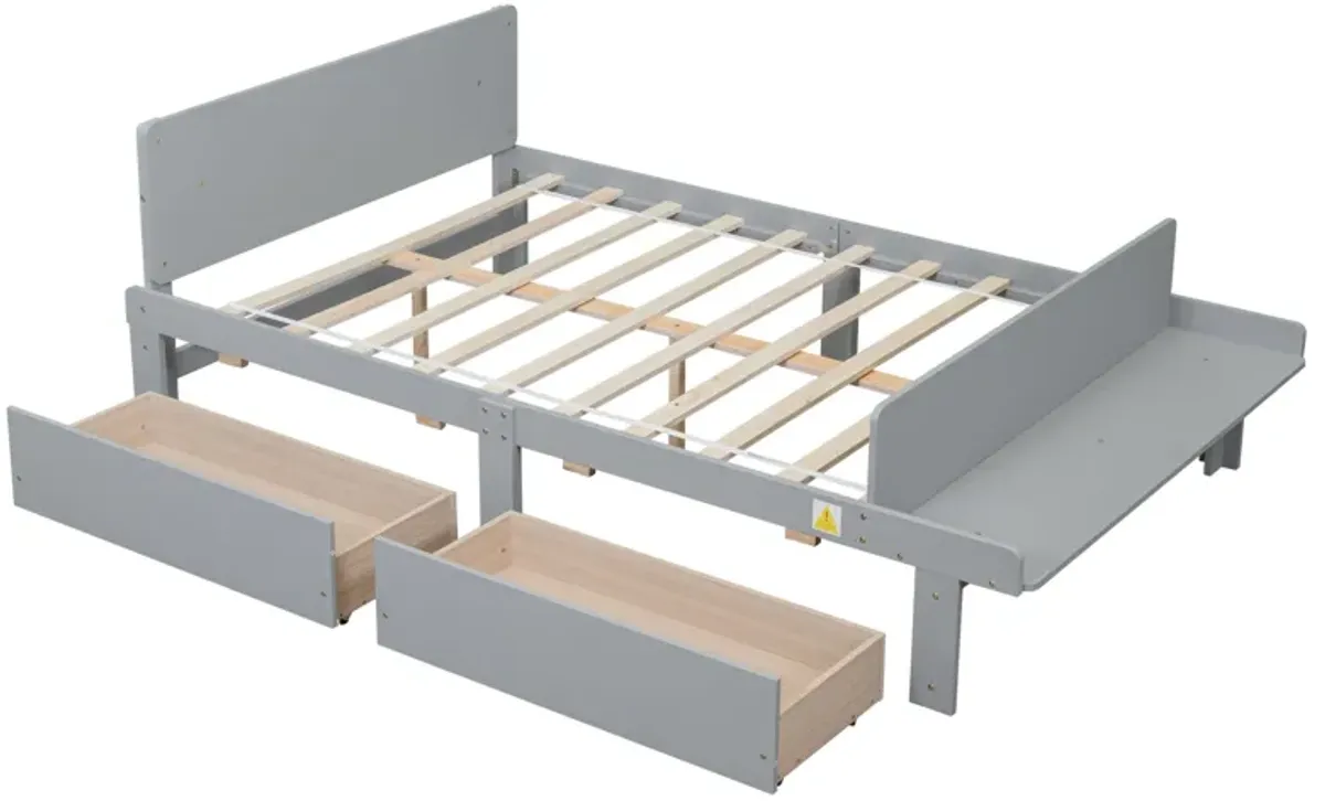 Bed With Footboard Bench, 2 Drawers