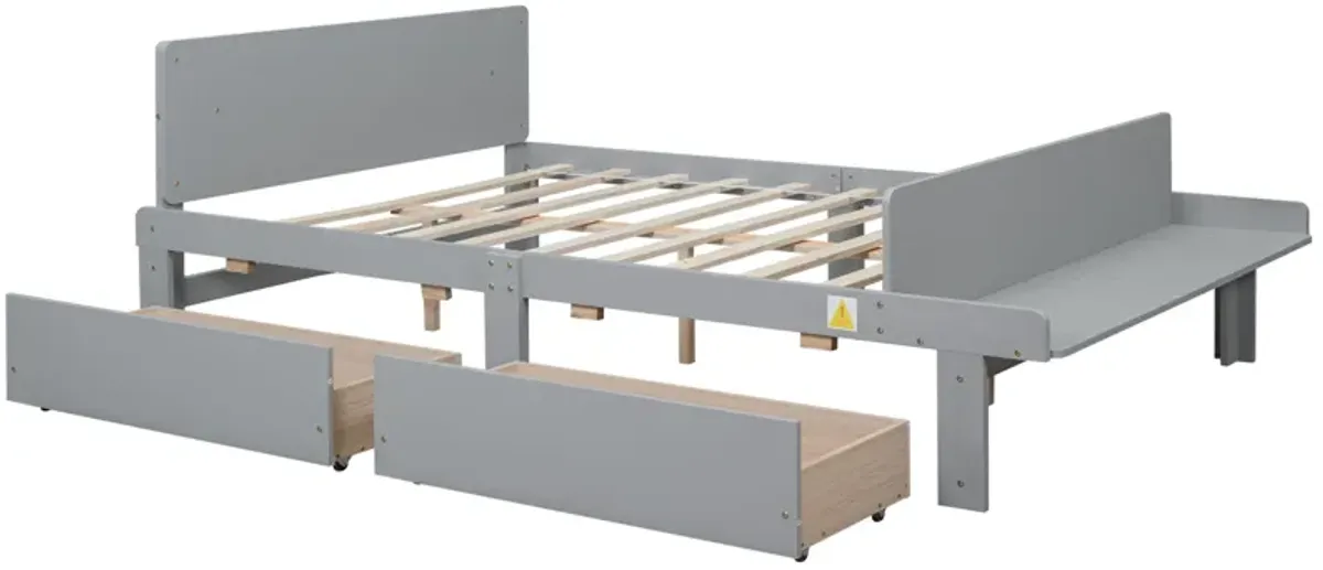 Bed With Footboard Bench, 2 Drawers