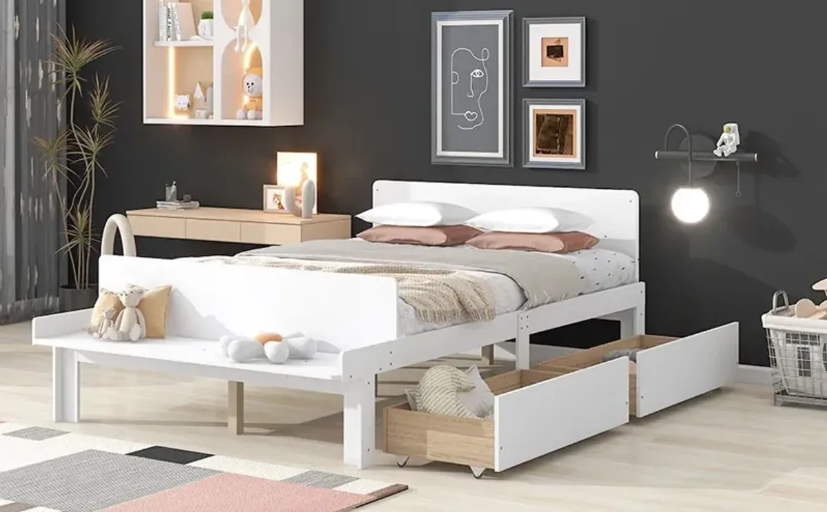 Bed With Footboard Bench, 2 Drawers