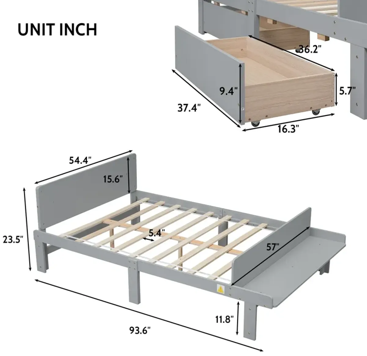 Bed With Footboard Bench, 2 Drawers