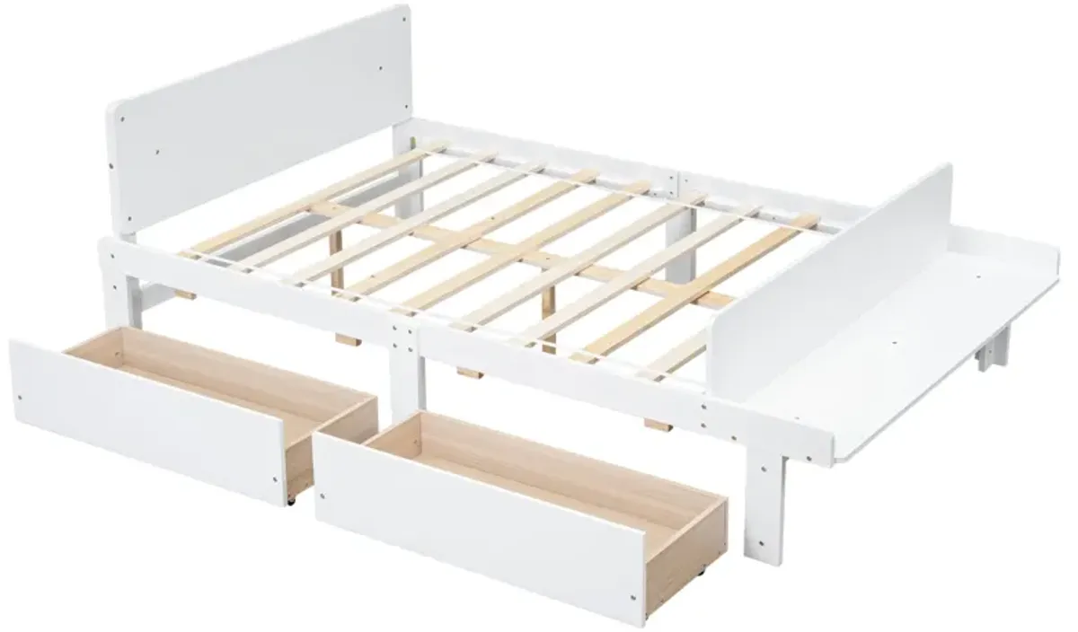 Bed With Footboard Bench, 2 Drawers