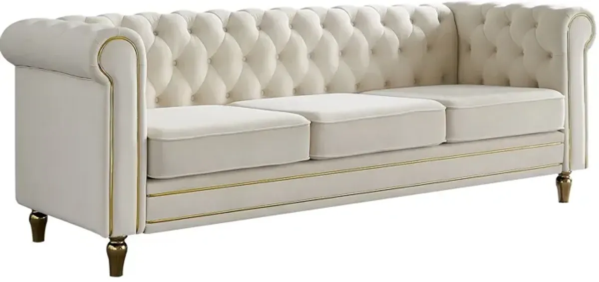 Chesterfield - Velvet Sofa 84.65" For Living Room