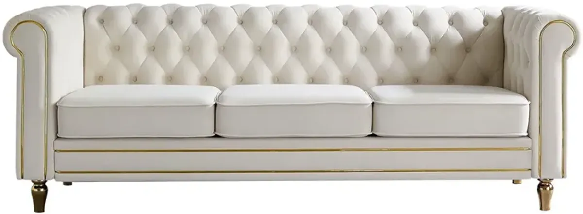 Chesterfield - Velvet Sofa 84.65" For Living Room