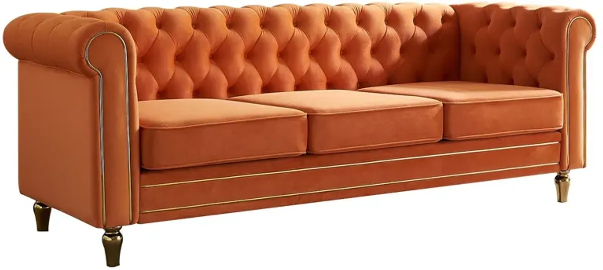 Chesterfield - Velvet Sofa 84.65" For Living Room