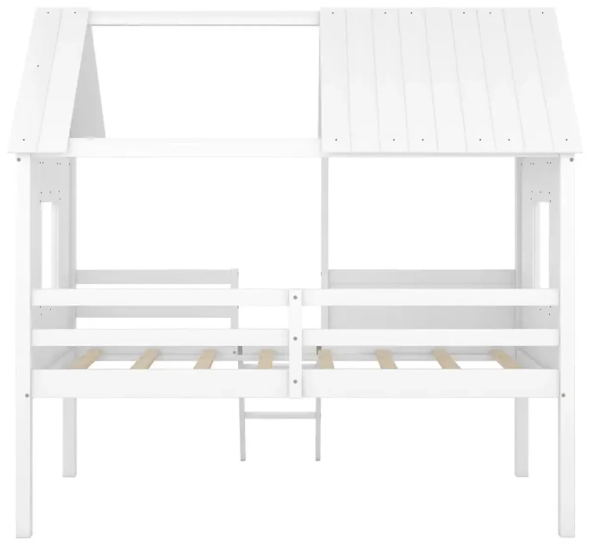 Low Loft Wooden House Bed With Two Side Windows