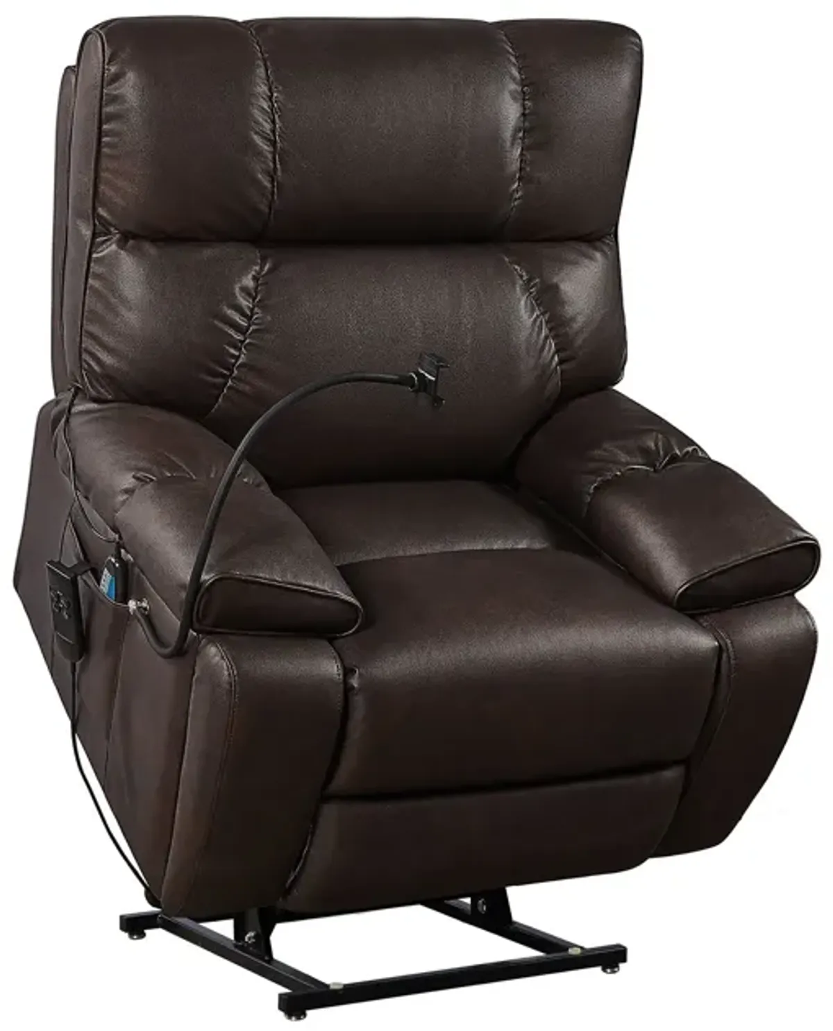 Recliner Chair With Phone Holder, Electric Power Lift Recliner Chair With 2 Motors Massage And Heat For Elderly, 3 Positions, 2 Side Pockets, Cup Holders