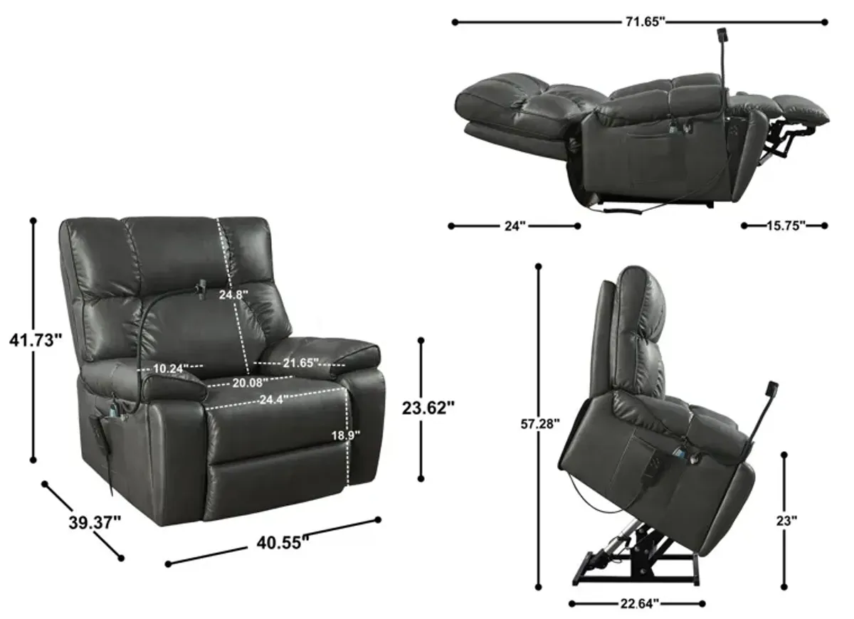 Recliner Chair With Phone Holder, Electric Power Lift Recliner Chair With 2 Motors Massage And Heat For Elderly, 3 Positions, 2 Side Pockets, Cup Holders