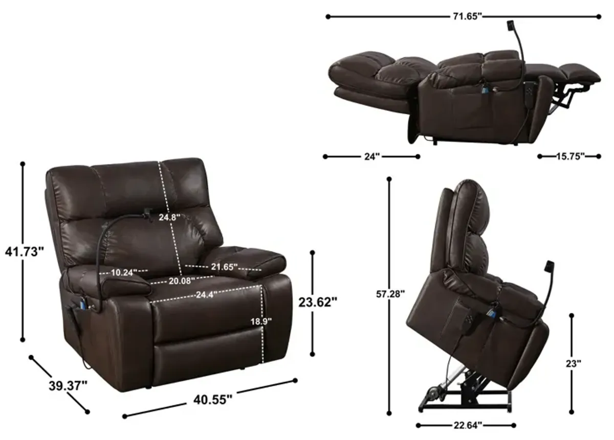 Recliner Chair With Phone Holder, Electric Power Lift Recliner Chair With 2 Motors Massage And Heat For Elderly, 3 Positions, 2 Side Pockets, Cup Holders