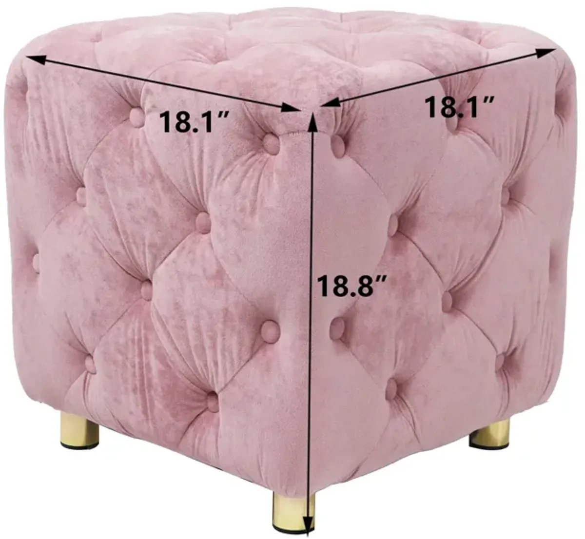 Modern Velvet Upholstered Ottoman, Exquisite Small End Table, Soft Foot Stool, Dressing Makeup Chair, Comfortable Seat For Living Room, Bedroom, Entrance