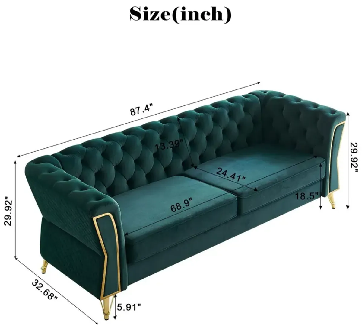 Modern Tufted Velvet Sofa For Living Room