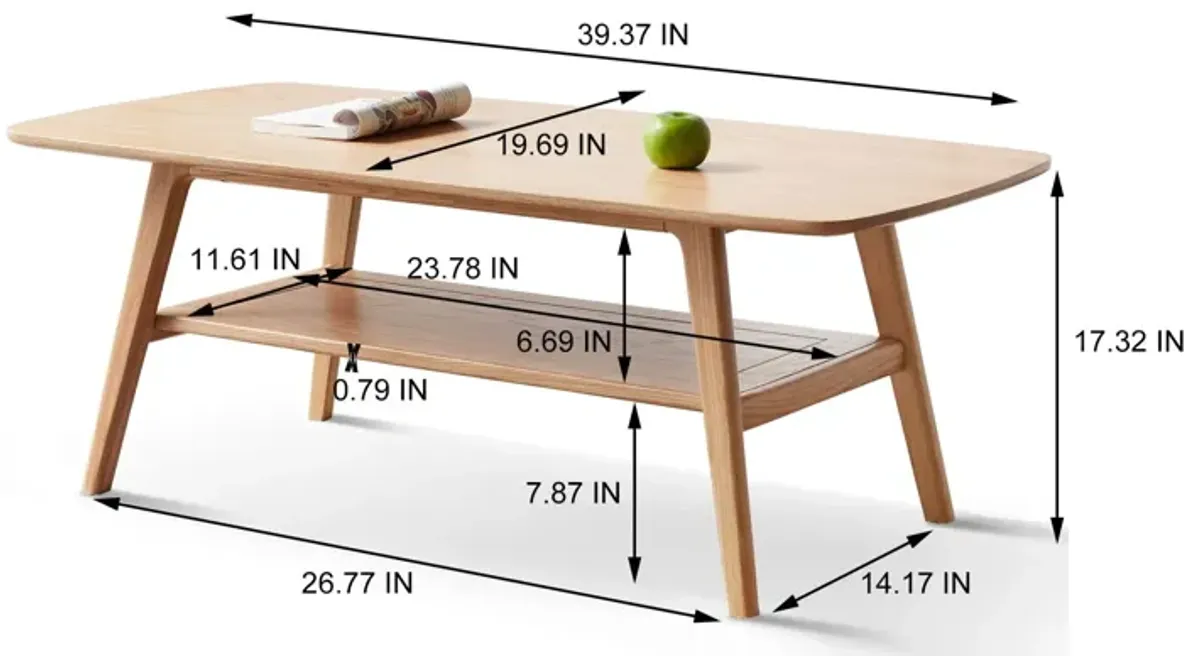 Low Coffee Table With Storage Shelf