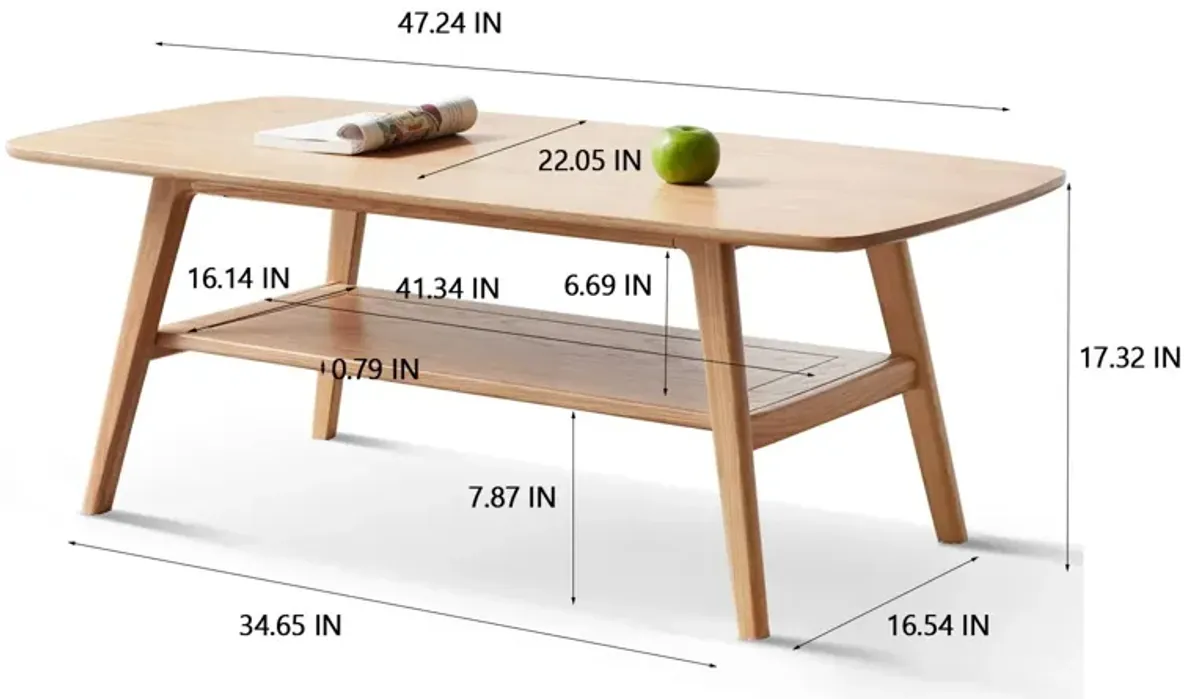 Low Coffee Table With Storage Shelf