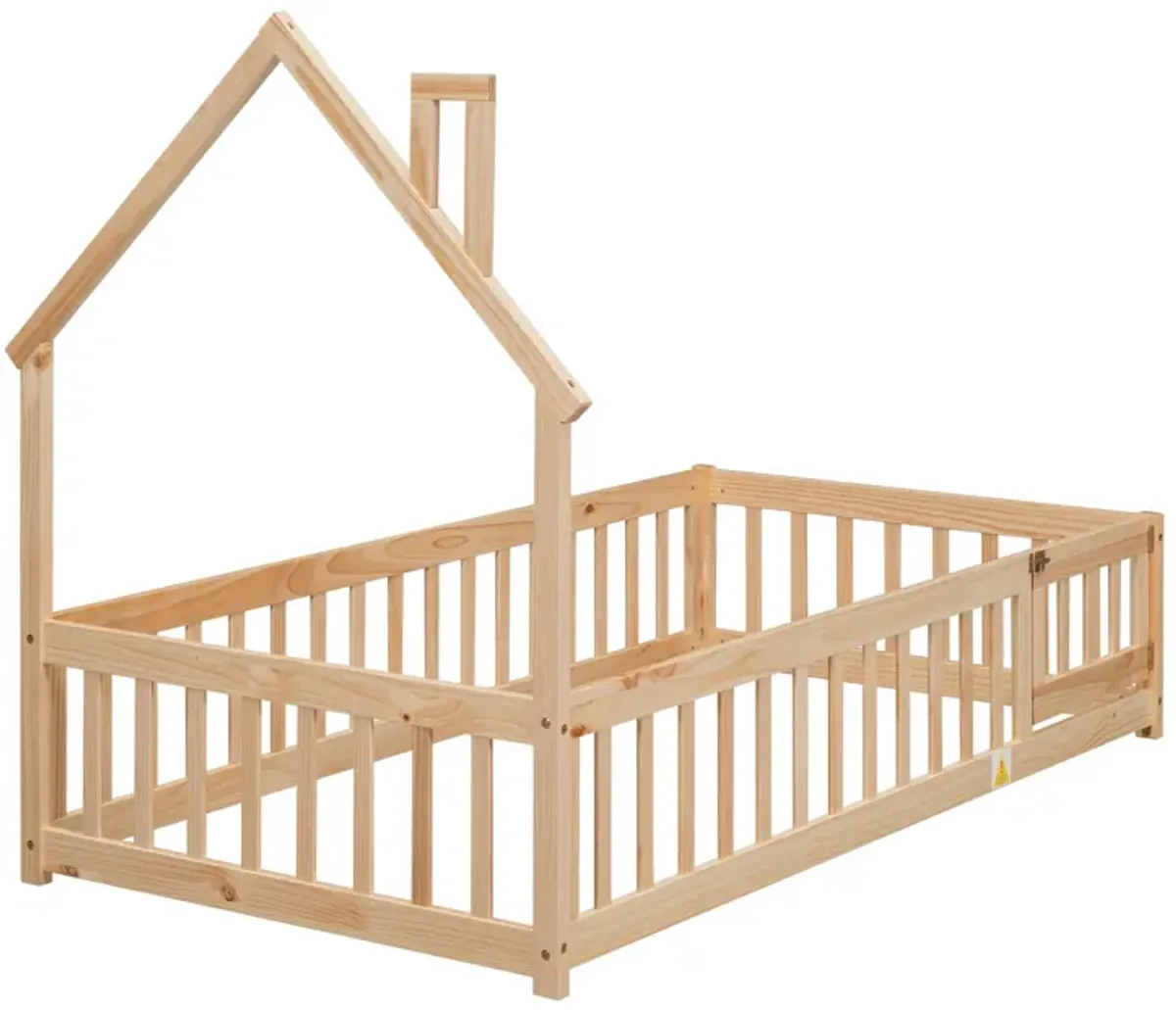 House-Shaped Headboard Floor Bed With Fence