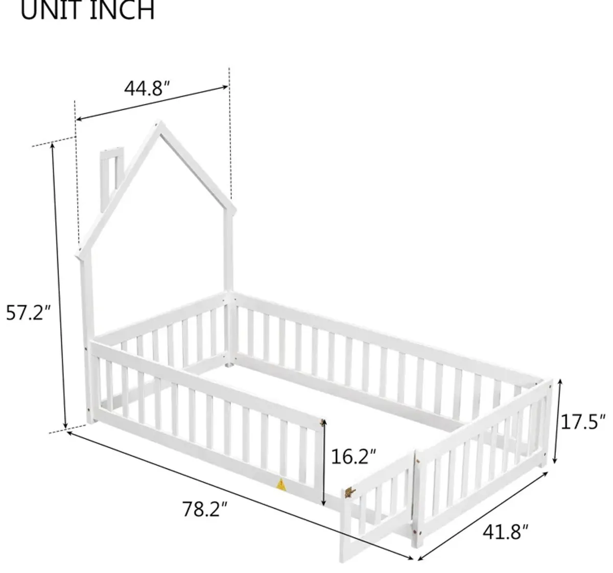 House-Shaped Headboard Floor Bed With Fence