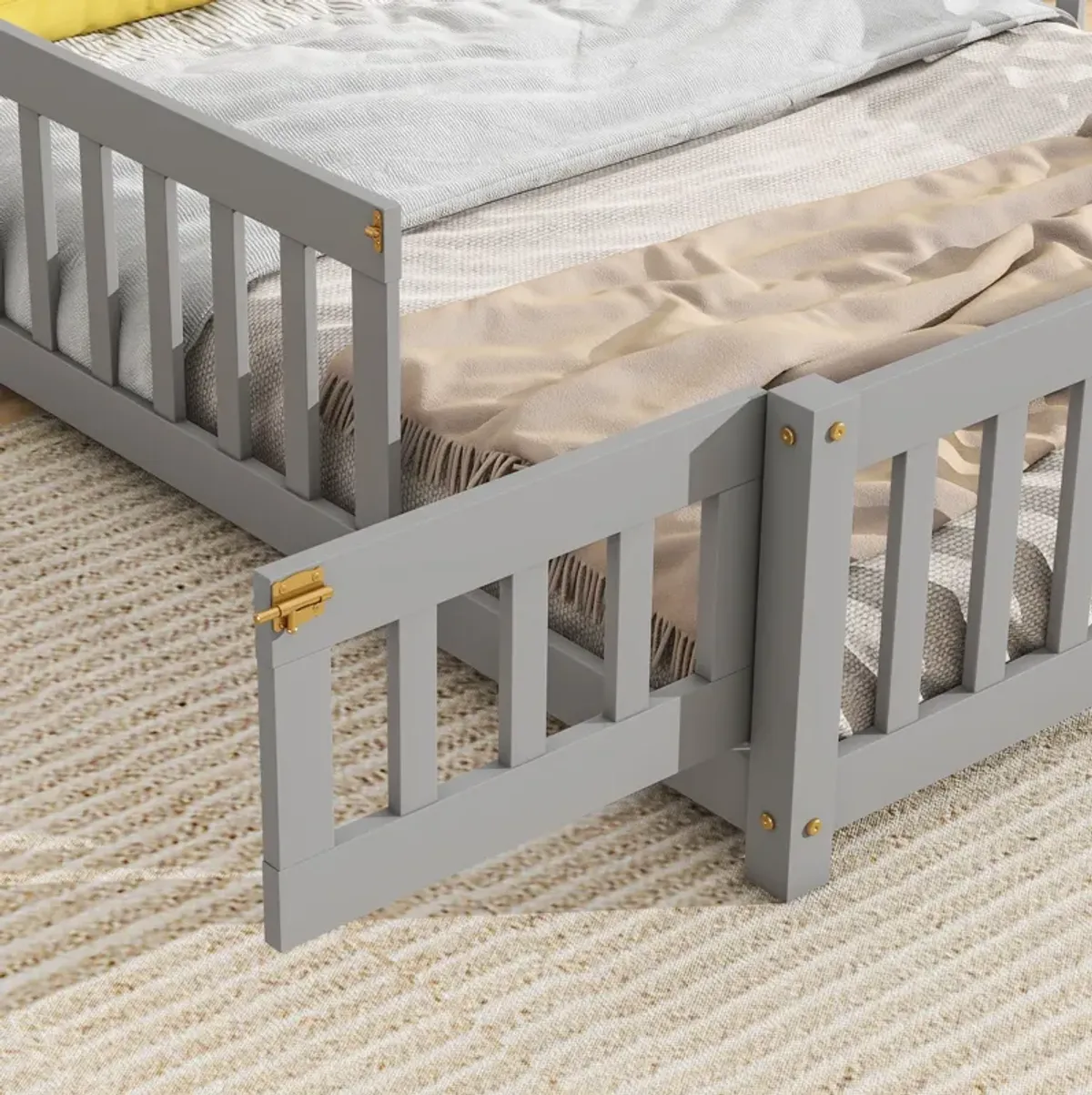 House-Shaped Headboard Floor Bed With Fence