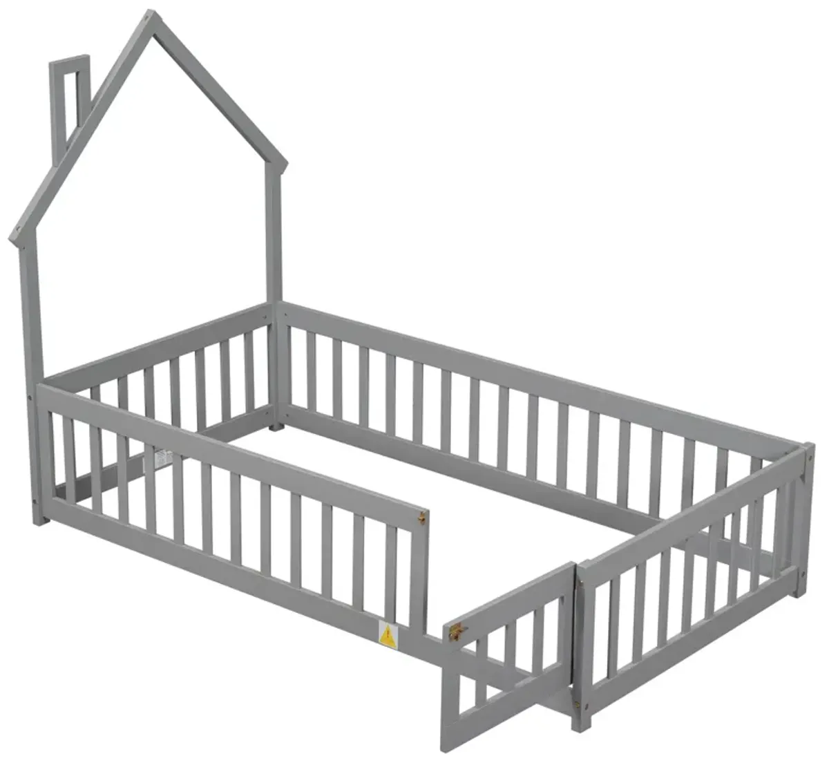 House-Shaped Headboard Floor Bed With Fence