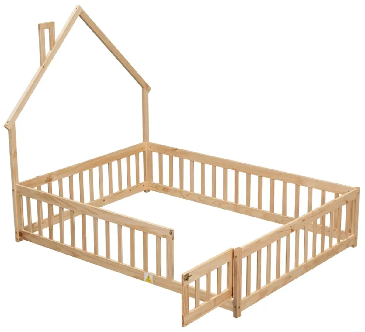 House-Shaped Headboard Floor Bed With Fence