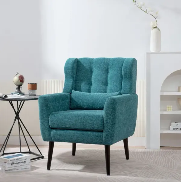 Modern Accent Chair Upholstered Foam Filled Living Room Chairs Comfy Reading Chair Mid-Century Modern Chair With Chenille Fabric Lounge Arm Chairs Armchair For Living Room Bedroom