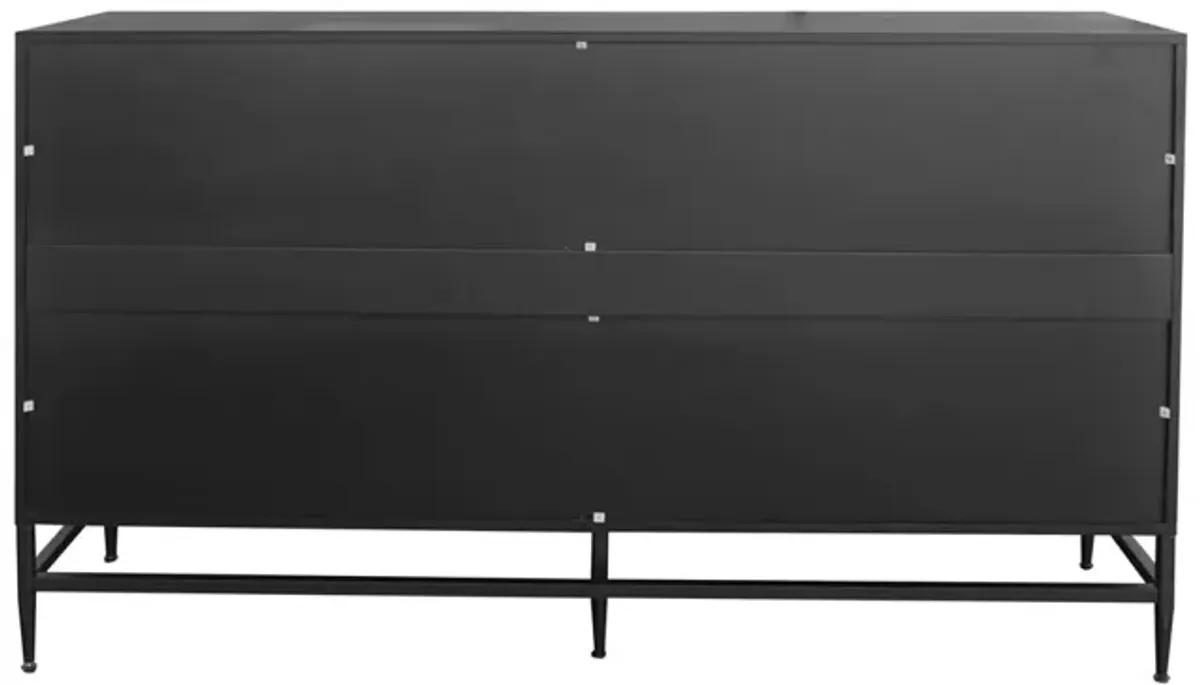 Accent Lacquered 4 Door Wooden Cabinet Sideboard Buffet Server Cabinet Storage Cabinet, For Living Room, Entryway, Hallway, Office, Kitchen And Dining Room - Matte Black