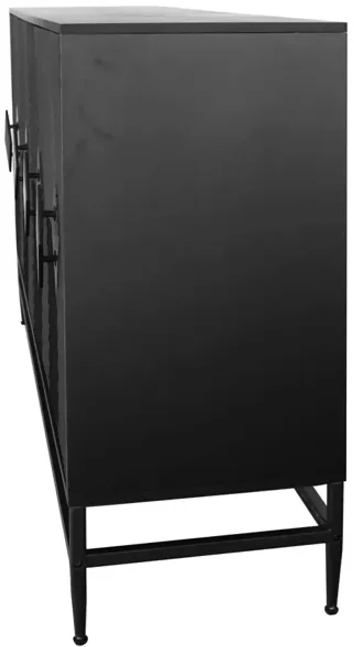 Accent Lacquered 4 Door Wooden Cabinet Sideboard Buffet Server Cabinet Storage Cabinet, For Living Room, Entryway, Hallway, Office, Kitchen And Dining Room - Matte Black