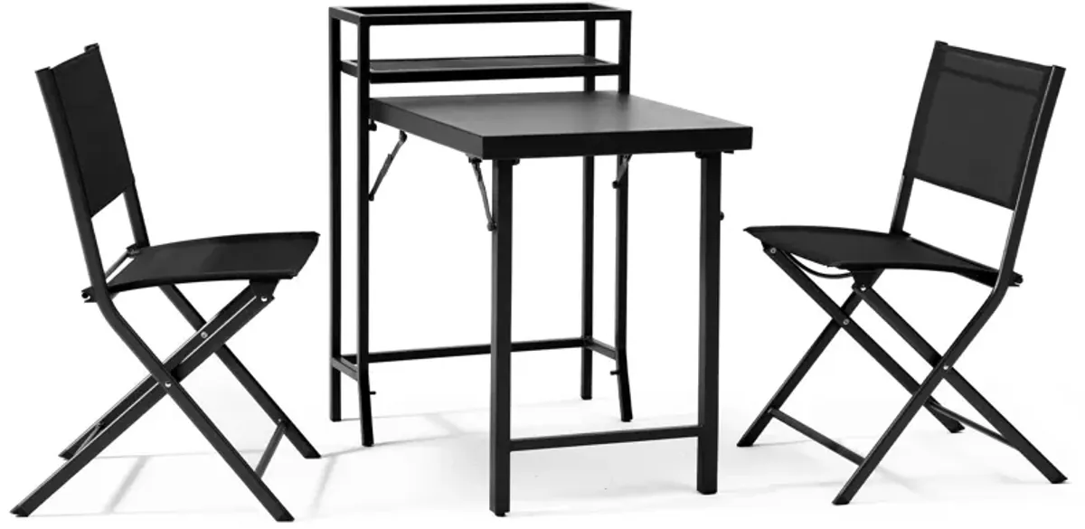 3 Piece Patio Bistro Set, Patio Set Of Foldable Patio Table And Chairs, Outdoor Patio Furniture Sets - Black