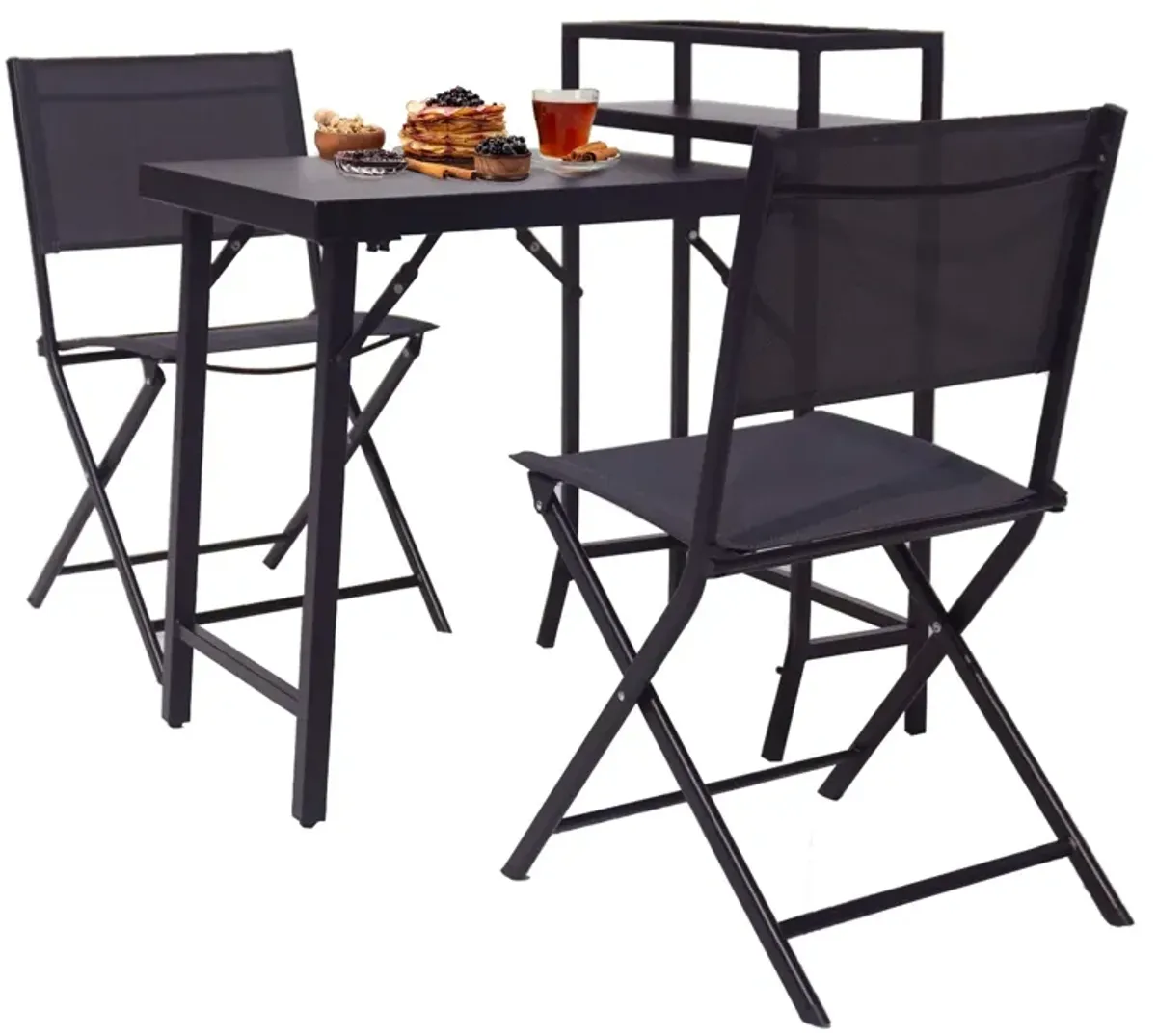 3 Piece Patio Bistro Set, Patio Set Of Foldable Patio Table And Chairs, Outdoor Patio Furniture Sets - Black