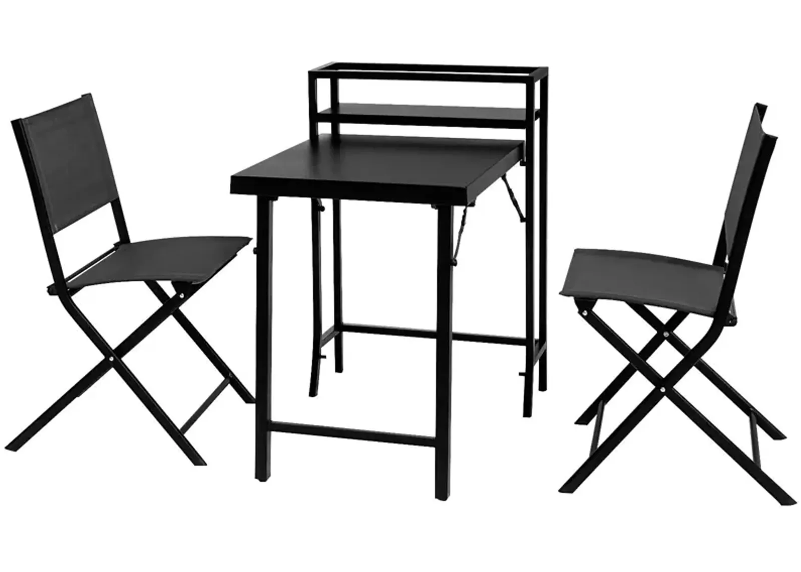 3 Piece Patio Bistro Set, Patio Set Of Foldable Patio Table And Chairs, Outdoor Patio Furniture Sets - Black