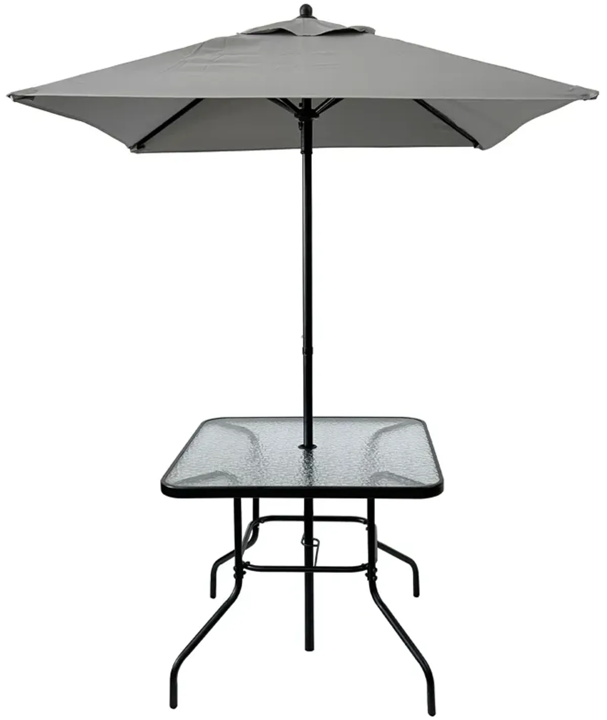 Outdoor Patio Dining Set For 4 People, Metal Patio Furniture Table And Chair Set With Umbrella - Black