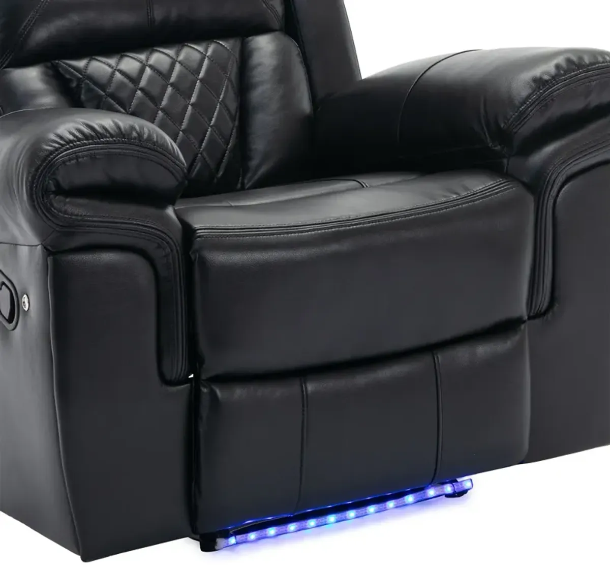 Home Theater Seating Manual Recliner Chair, Led Light Strip For Living Room - Black