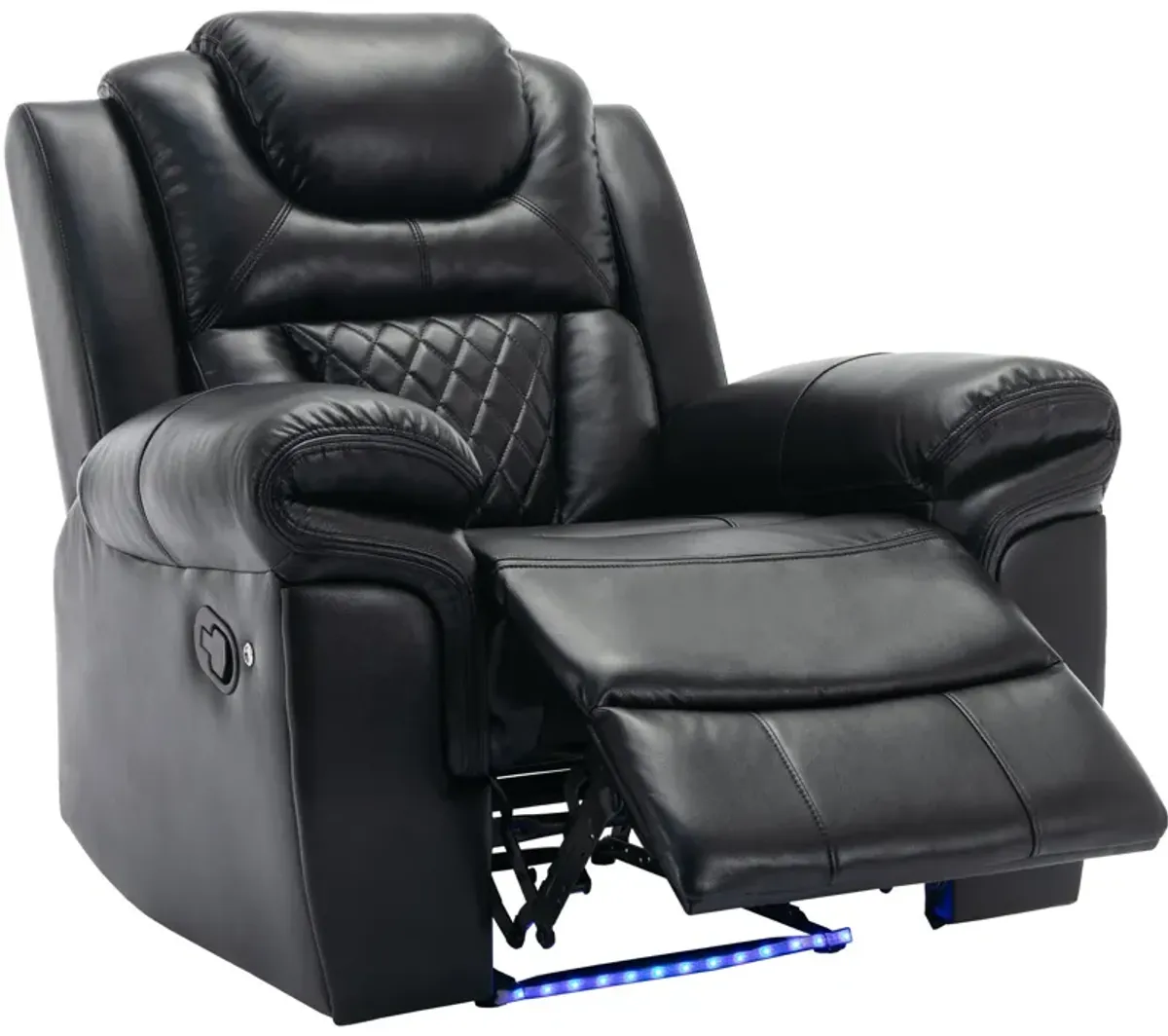 Home Theater Seating Manual Recliner Chair, Led Light Strip For Living Room - Black