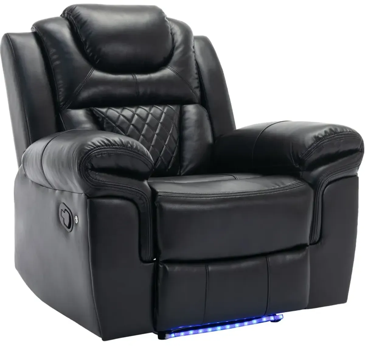 Home Theater Seating Manual Recliner Chair, Led Light Strip For Living Room - Black