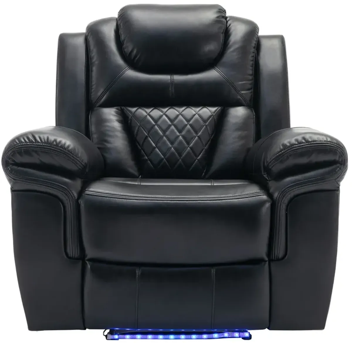 Home Theater Seating Manual Recliner Chair, Led Light Strip For Living Room - Black