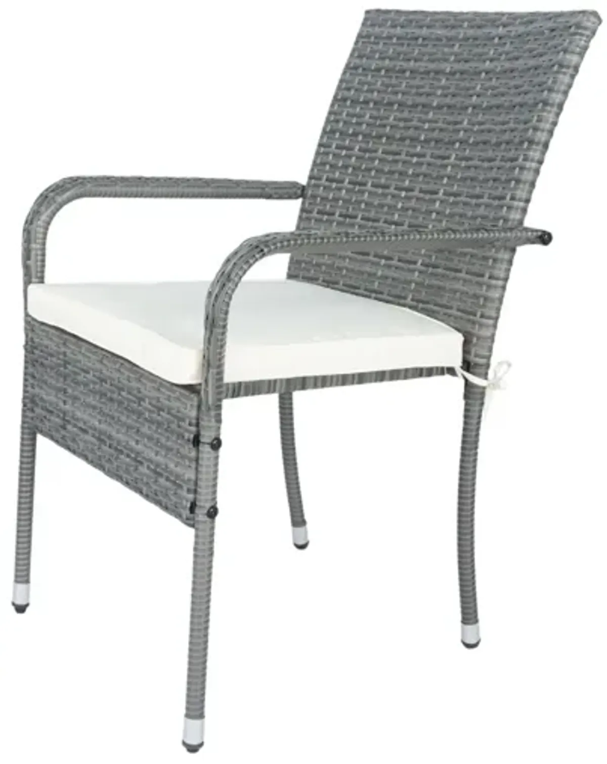 3 Piece Patio Wicker Conversation Set Wicker And Cushion - Gray / White