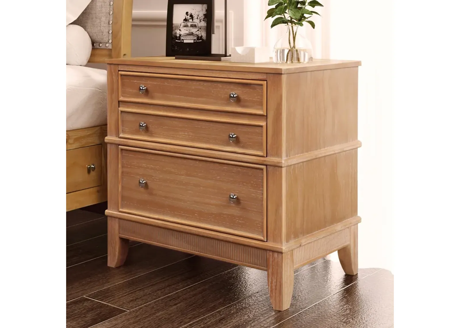 Hazel 3 Drawer Hazel 3 Drawer Side Table For Living Room, Hallway, Entryway - Natural