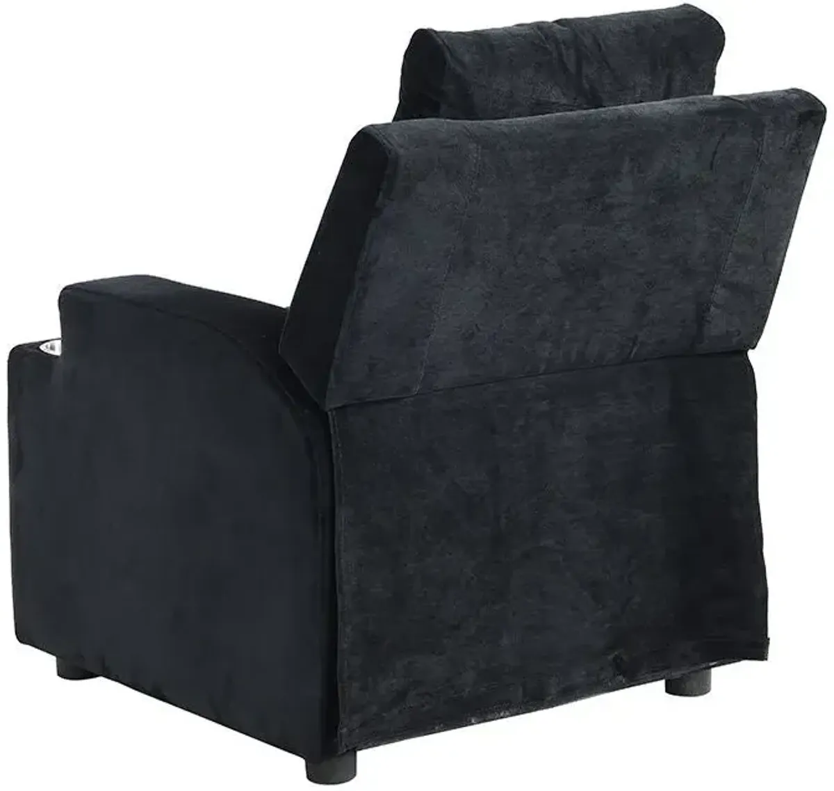 Kids Recliner Chair, Kids Upholstered Couch With One Cup Holder, Toddlers Recliner With Headrest And Footrest - Black